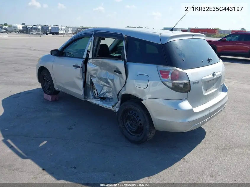 2005 Toyota Matrix VIN: 2T1KR32E35C443197 Lot: 45635617