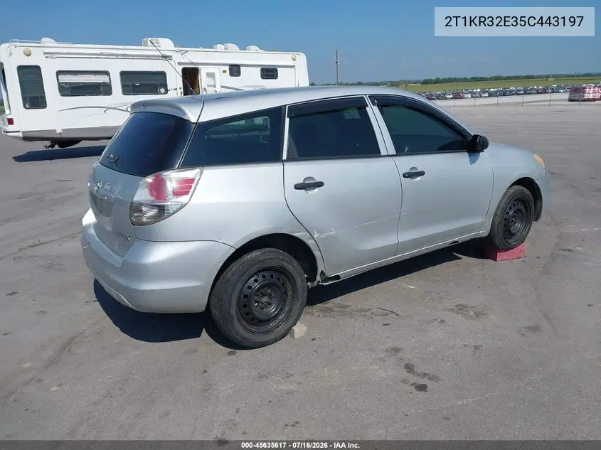 2005 Toyota Matrix VIN: 2T1KR32E35C443197 Lot: 45635617