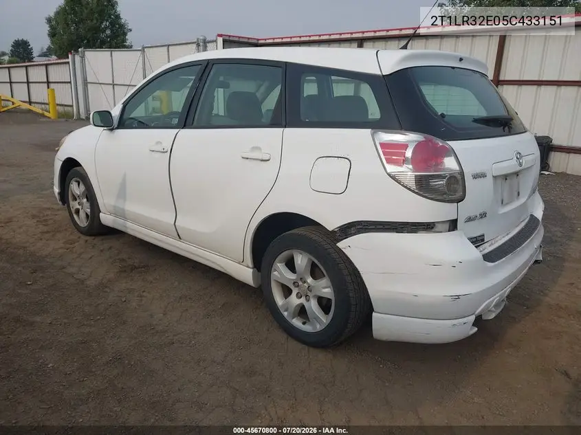 2005 Toyota Matrix Xr VIN: 2T1LR32E05C433151 Lot: 45670800