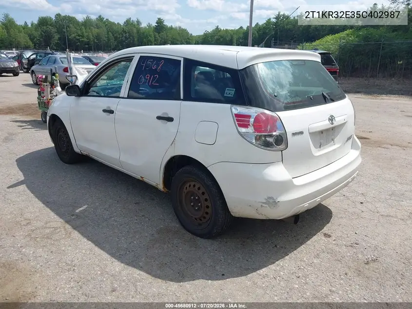 2005 Toyota Matrix VIN: 2T1KR32E35C402987 Lot: 45680912