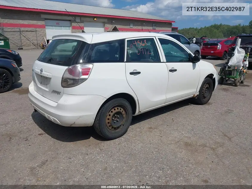 2005 Toyota Matrix VIN: 2T1KR32E35C402987 Lot: 45680912
