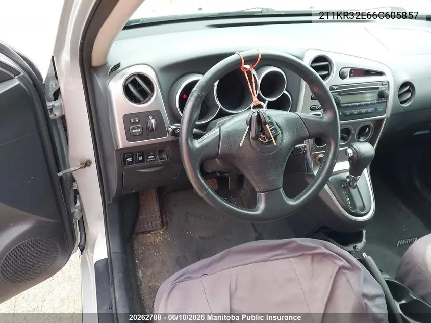 2006 Toyota Matrix Xr VIN: 2T1KR32E66C605857 Lot: 20262788