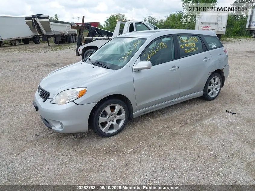 2006 Toyota Matrix Xr VIN: 2T1KR32E66C605857 Lot: 20262788