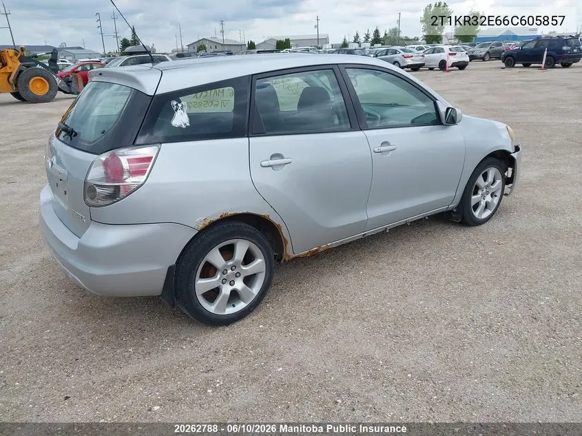 2006 Toyota Matrix Xr VIN: 2T1KR32E66C605857 Lot: 20262788