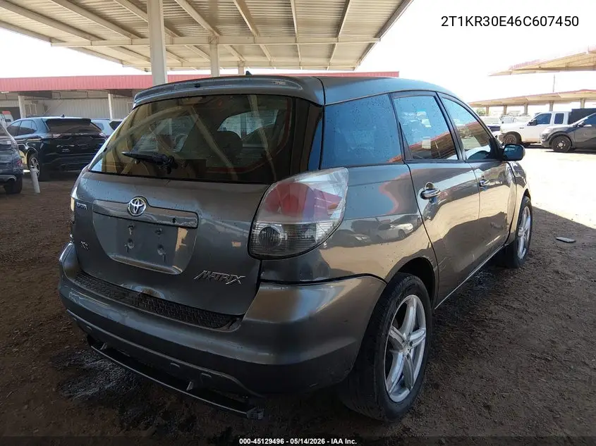 2006 Toyota Matrix Xr VIN: 2T1KR30E46C607450 Lot: 45129496