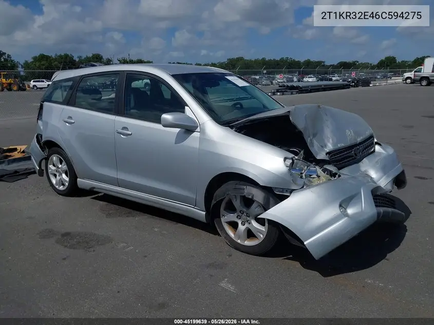 2006 Toyota Matrix Xr VIN: 2T1KR32E46C594275 Lot: 45199639