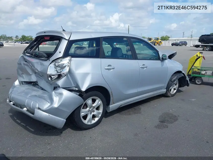 2006 Toyota Matrix Xr VIN: 2T1KR32E46C594275 Lot: 45199639