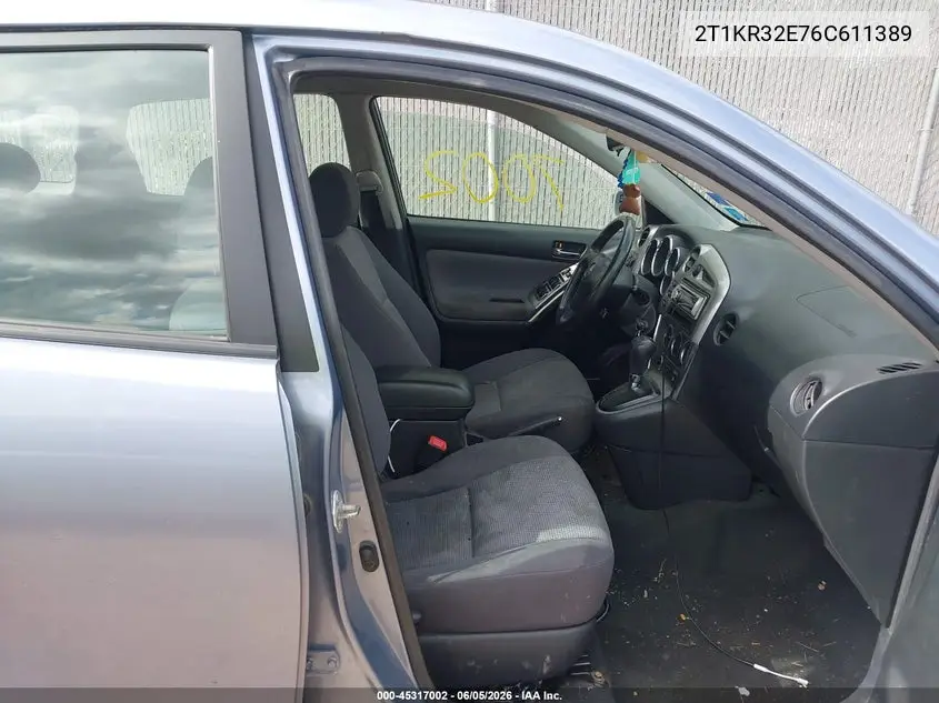 2006 Toyota Matrix Xr VIN: 2T1KR32E76C611389 Lot: 45317002