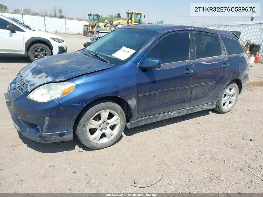 2006 Toyota Matrix Xr VIN: 2T1KR32E76C589670 Lot: 45462317