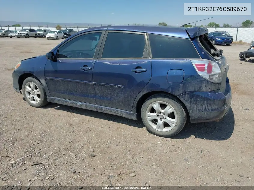 2006 Toyota Matrix Xr VIN: 2T1KR32E76C589670 Lot: 45462317