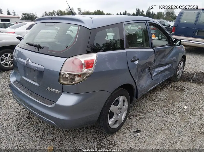 2006 Toyota Matrix VIN: 2T1KR32E26C567558 Lot: 45468026