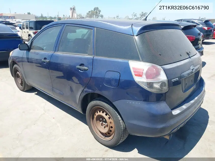 2006 Toyota Matrix VIN: 2T1KR32E06C616790 Lot: 45630520