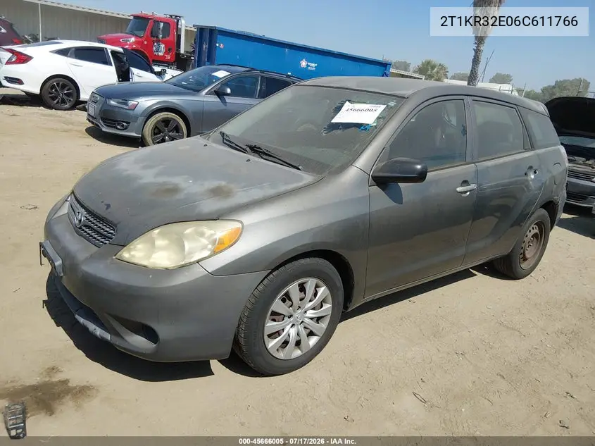 2006 Toyota Matrix VIN: 2T1KR32E06C611766 Lot: 45666005