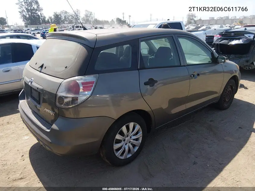2006 Toyota Matrix VIN: 2T1KR32E06C611766 Lot: 45666005