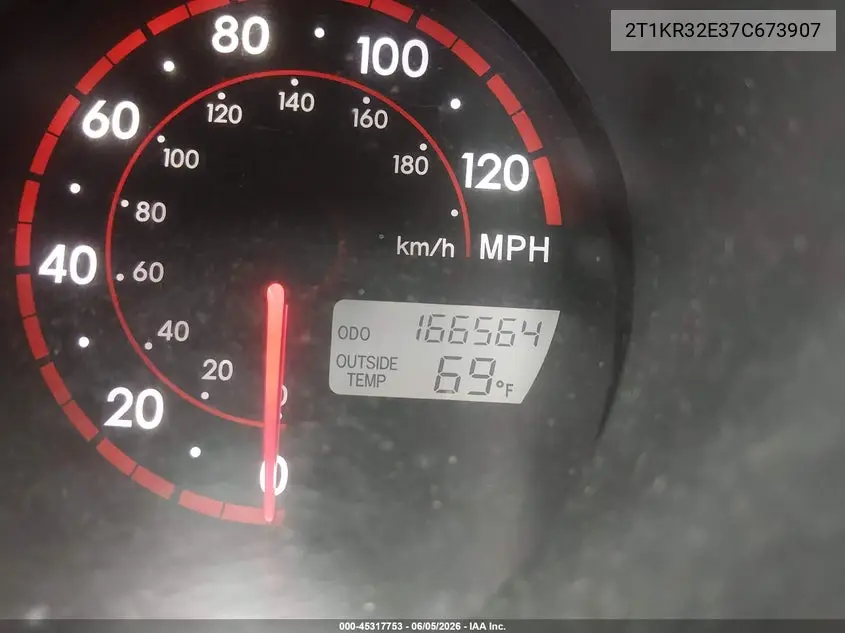 2007 Toyota Matrix VIN: 2T1KR32E37C673907 Lot: 45317753