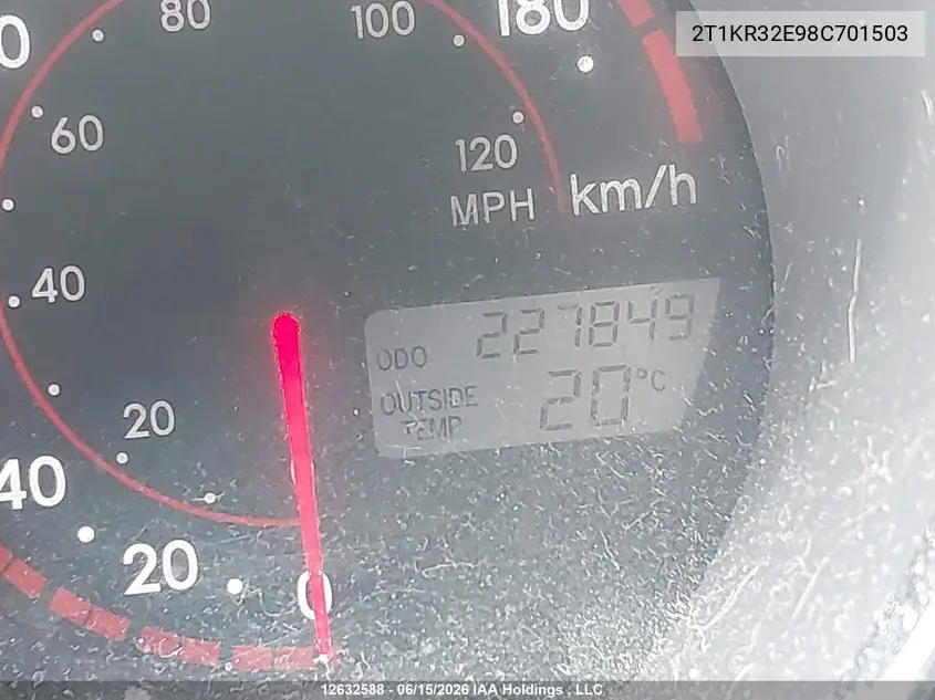 2008 Toyota Matrix Wagon VIN: 2T1KR32E98C701503 Lot: 12632588x