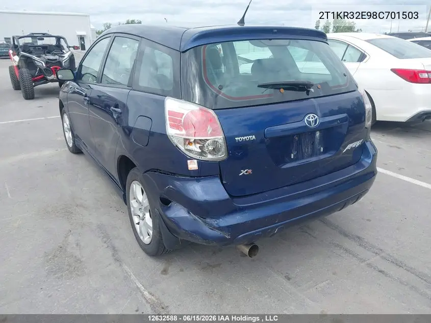 2008 Toyota Matrix Wagon VIN: 2T1KR32E98C701503 Lot: 12632588x