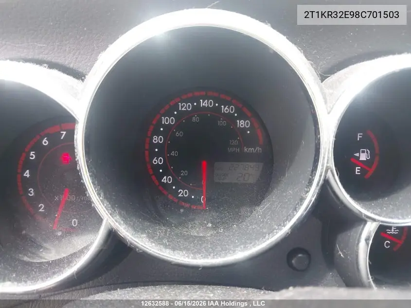 2008 Toyota Matrix Wagon VIN: 2T1KR32E98C701503 Lot: 12632588x