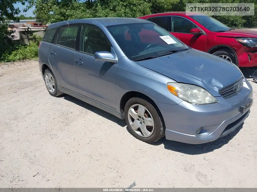2008 Toyota Matrix Xr VIN: 2T1KR32E78C703640 Lot: 45258636