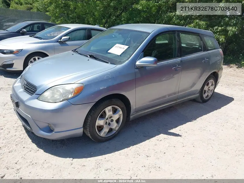 2008 Toyota Matrix Xr VIN: 2T1KR32E78C703640 Lot: 45258636