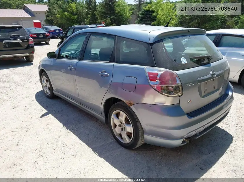 2008 Toyota Matrix Xr VIN: 2T1KR32E78C703640 Lot: 45258636