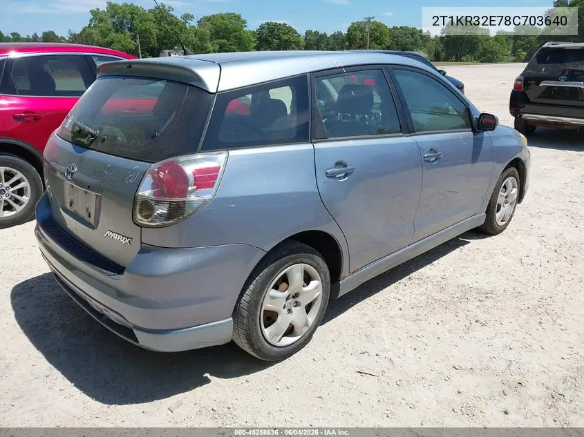 2008 Toyota Matrix Xr VIN: 2T1KR32E78C703640 Lot: 45258636
