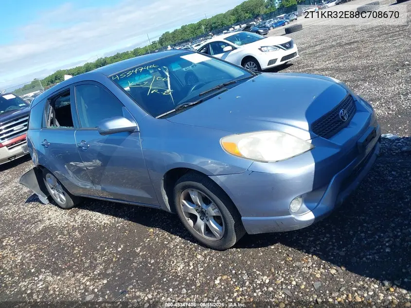 2008 Toyota Matrix Xr VIN: 2T1KR32E88C708670 Lot: 45347406