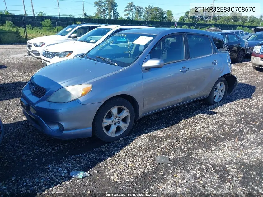 2008 Toyota Matrix Xr VIN: 2T1KR32E88C708670 Lot: 45347406