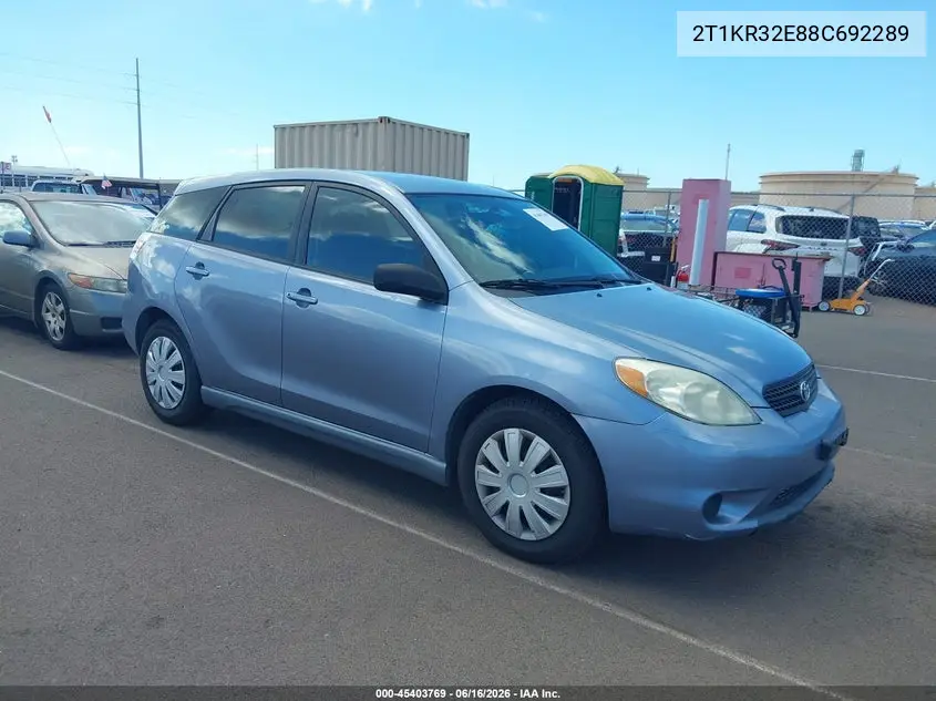 2008 Toyota Matrix Xr VIN: 2T1KR32E88C692289 Lot: 45403769