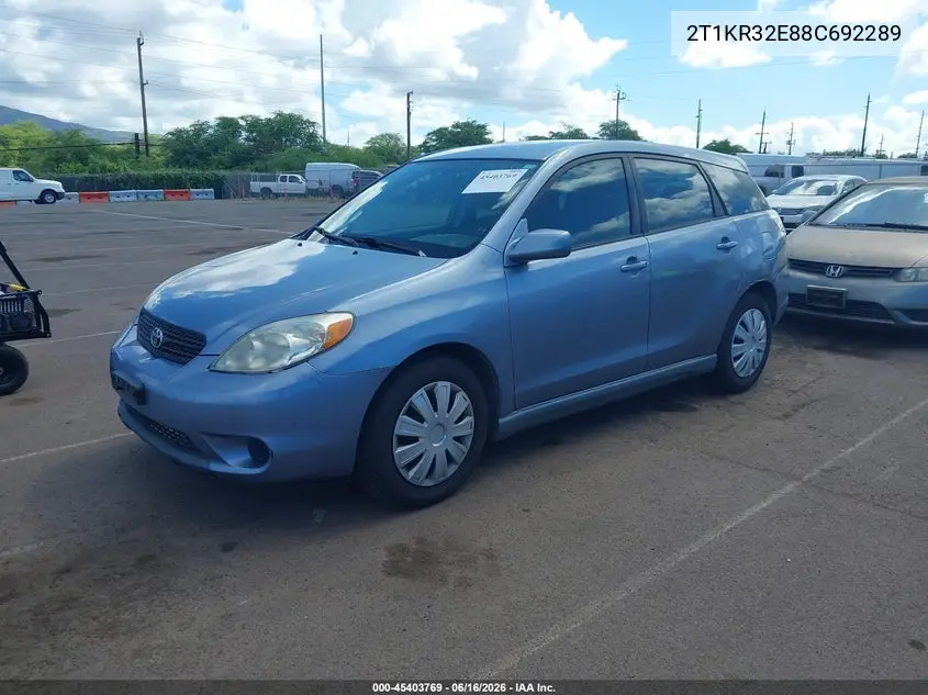 2008 Toyota Matrix Xr VIN: 2T1KR32E88C692289 Lot: 45403769