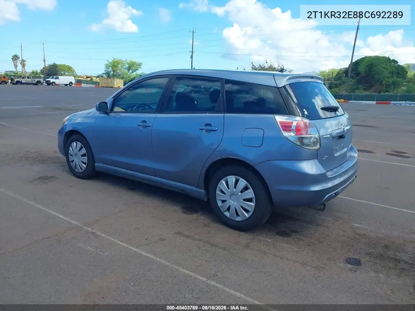 2008 Toyota Matrix Xr VIN: 2T1KR32E88C692289 Lot: 45403769