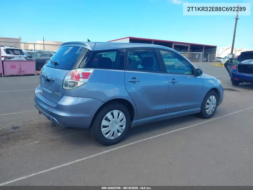 2008 Toyota Matrix Xr VIN: 2T1KR32E88C692289 Lot: 45403769
