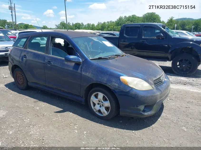2008 Toyota Matrix Xr VIN: 2T1KR32E38C715154 Lot: 45431537