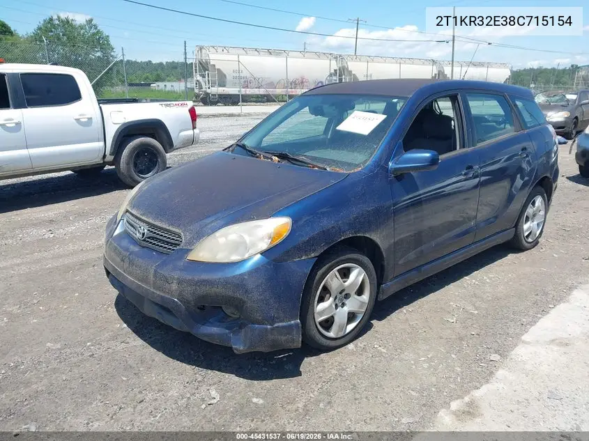2008 Toyota Matrix Xr VIN: 2T1KR32E38C715154 Lot: 45431537