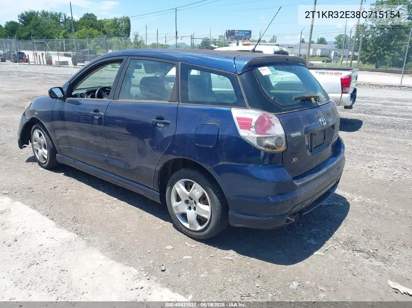 2008 Toyota Matrix Xr VIN: 2T1KR32E38C715154 Lot: 45431537