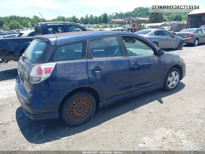 2008 Toyota Matrix Xr VIN: 2T1KR32E38C715154 Lot: 45431537