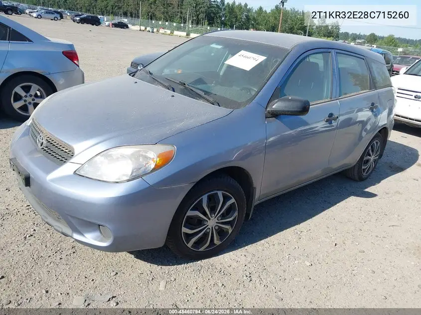 2008 Toyota Matrix Std VIN: 2T1KR32E28C715260 Lot: 45460794