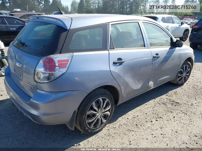 2008 Toyota Matrix Std VIN: 2T1KR32E28C715260 Lot: 45460794