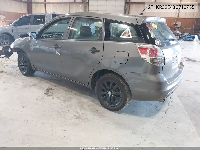 2008 Toyota Matrix Std VIN: 2T1KR32E48C710755 Lot: 45536948
