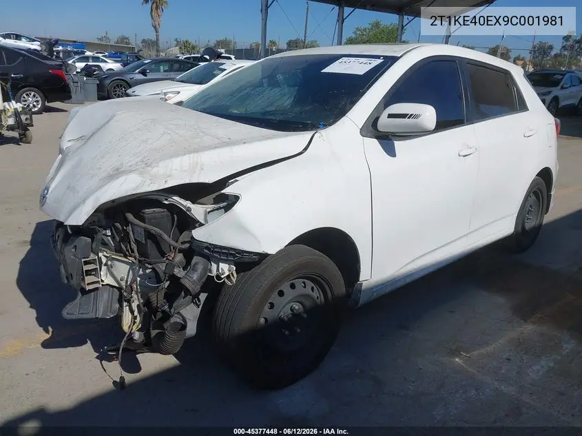 2009 Toyota Matrix S VIN: 2T1KE40EX9C001981 Lot: 45377448