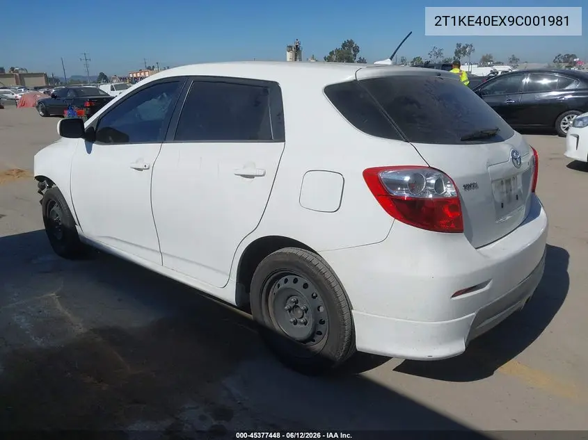 2009 Toyota Matrix S VIN: 2T1KE40EX9C001981 Lot: 45377448