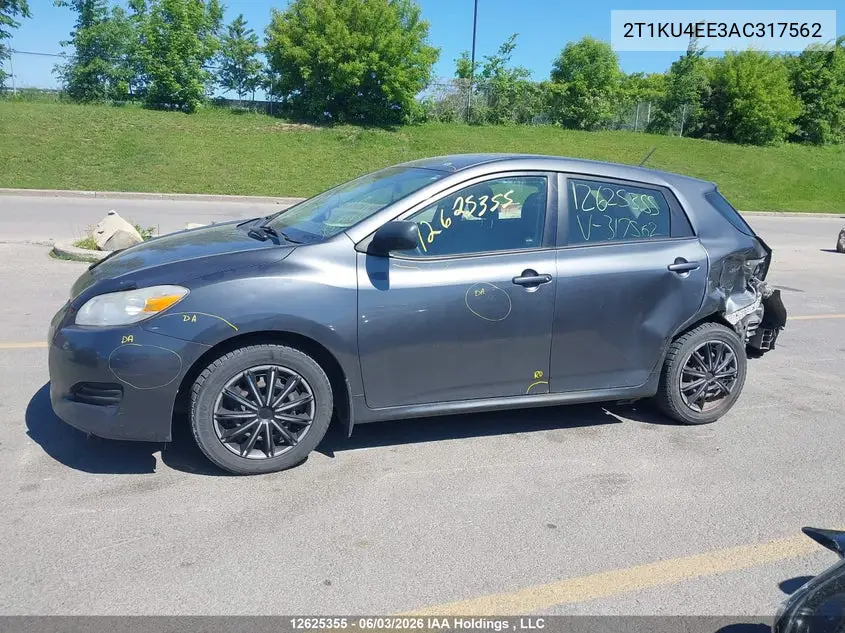 2010 Toyota Matrix VIN: 2T1KU4EE3AC317562 Lot: 12625355x