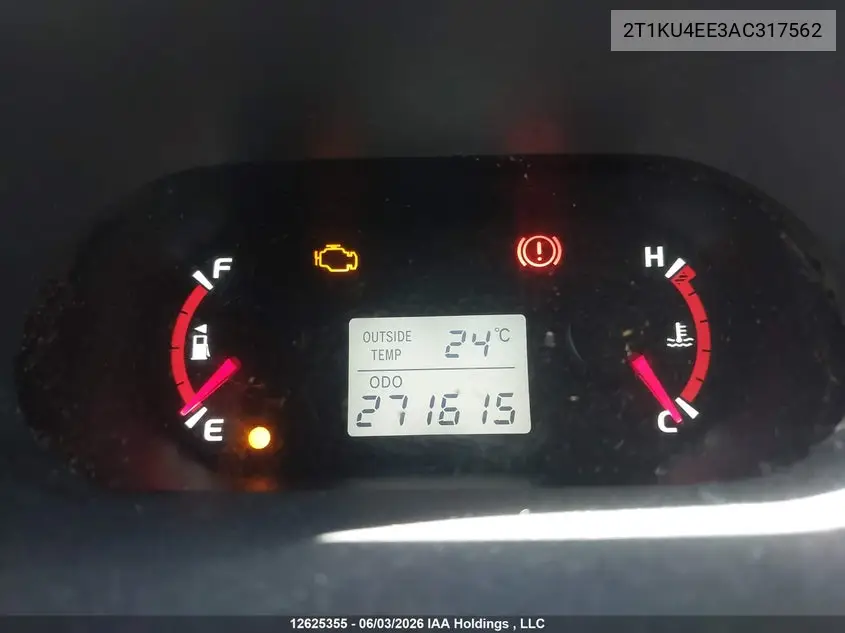 2010 Toyota Matrix VIN: 2T1KU4EE3AC317562 Lot: 12625355x