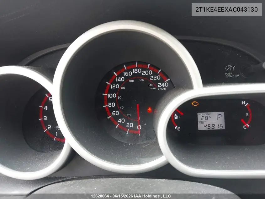 2010 Toyota Matrix Xr VIN: 2T1KE4EEXAC043130 Lot: 12628064