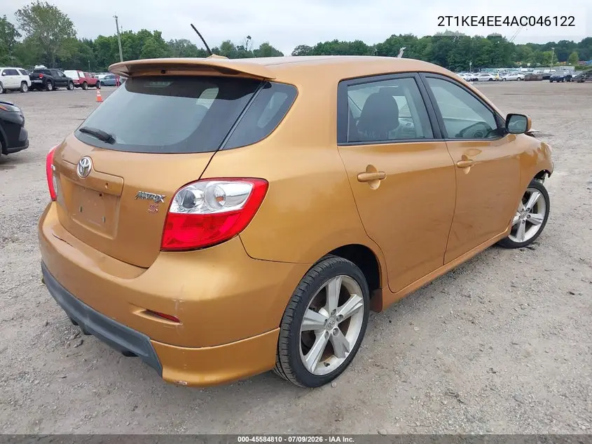 2010 Toyota Matrix S VIN: 2T1KE4EE4AC046122 Lot: 45584810
