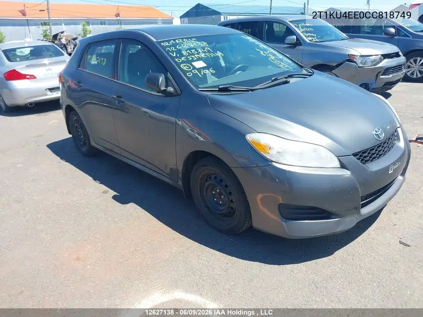 2012 Toyota Matrix VIN: 2T1KU4EE0CC818749 Lot: 12627138