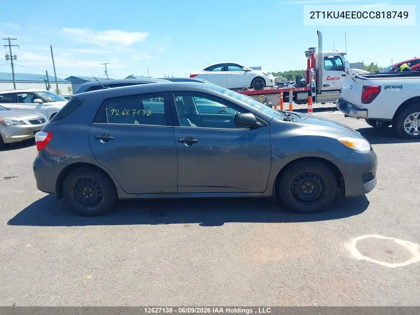 2012 Toyota Matrix VIN: 2T1KU4EE0CC818749 Lot: 12627138