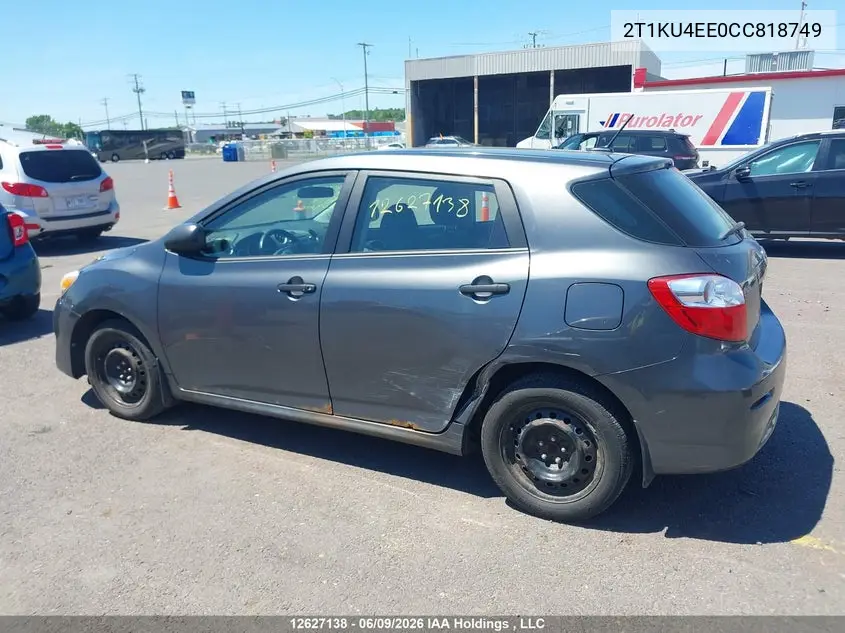2012 Toyota Matrix VIN: 2T1KU4EE0CC818749 Lot: 12627138