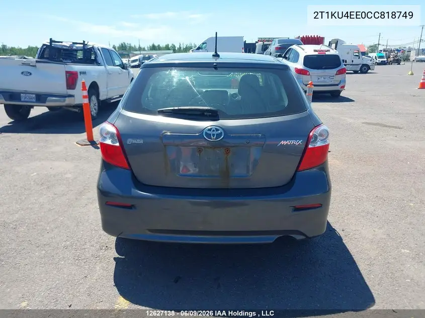 2012 Toyota Matrix VIN: 2T1KU4EE0CC818749 Lot: 12627138