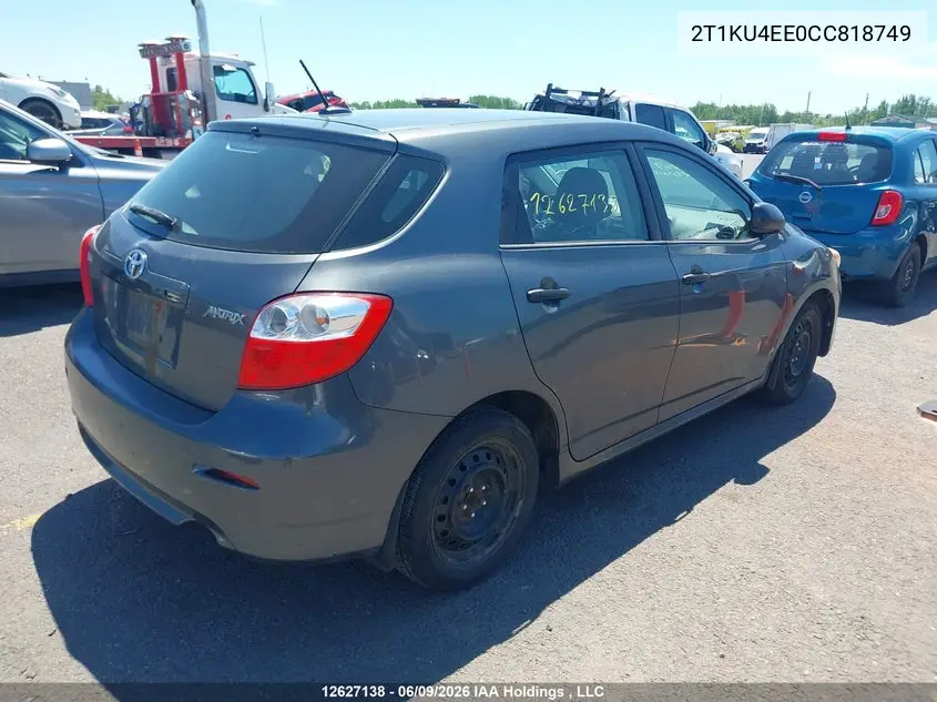 2012 Toyota Matrix VIN: 2T1KU4EE0CC818749 Lot: 12627138